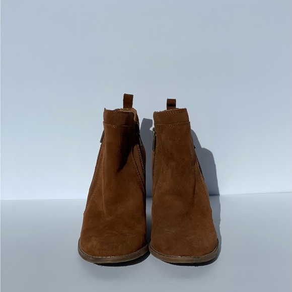 Lucky Brand Cognac Brown Suede Wedge Booties Ankle Boot - Picture 3 of 8